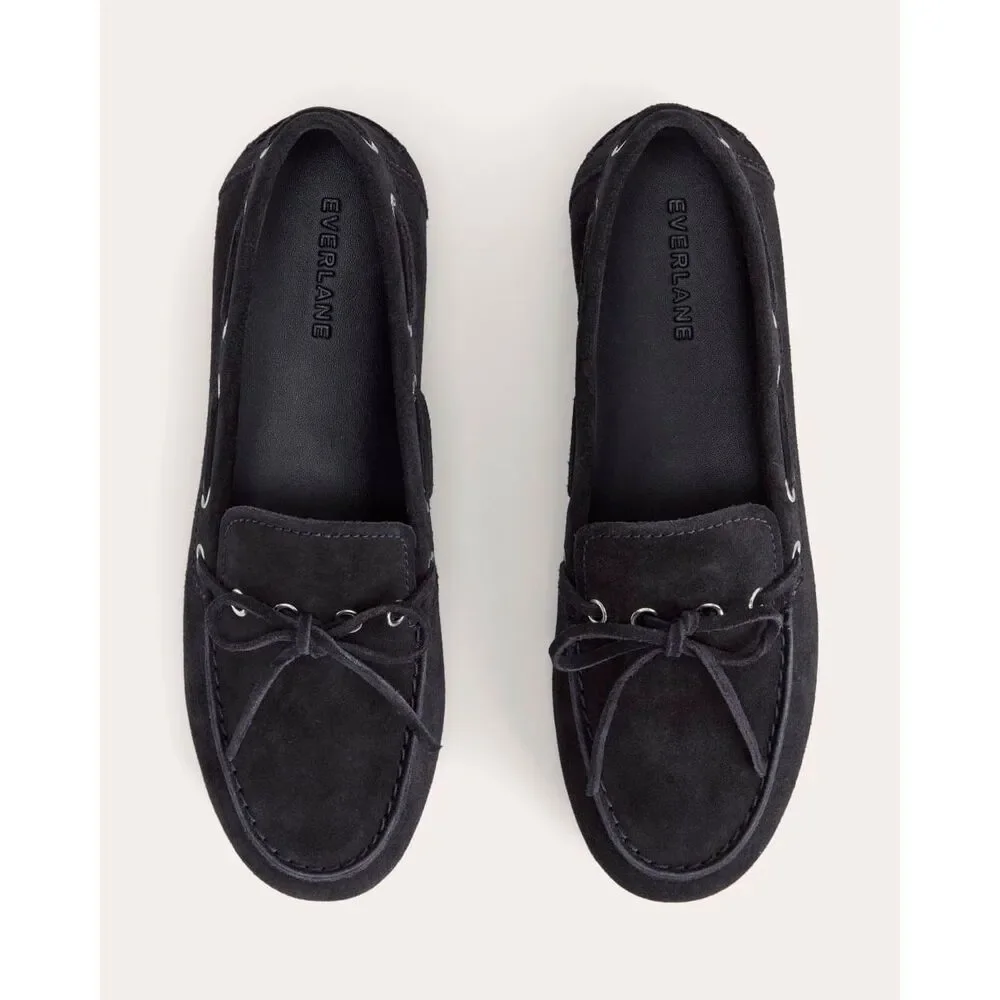 Everlane Dark Navy Suede Boat Shoes Womens Size 8 NWB Minimalist Loafers Flats